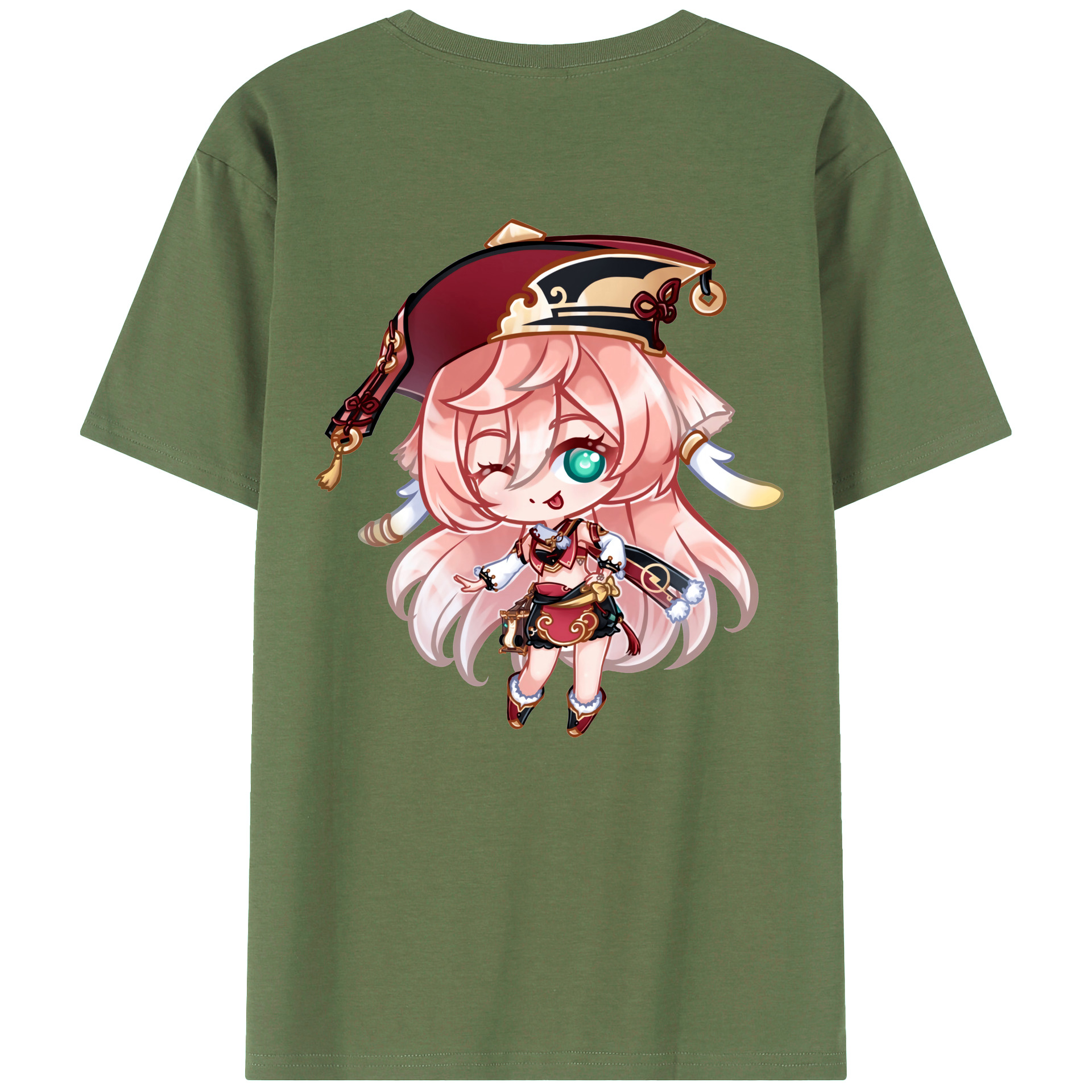 げんし神 ヤンフェイ genshin Yanfei 綿100％ メンズ半袖Tシャツ（バックプリント） 通気性
